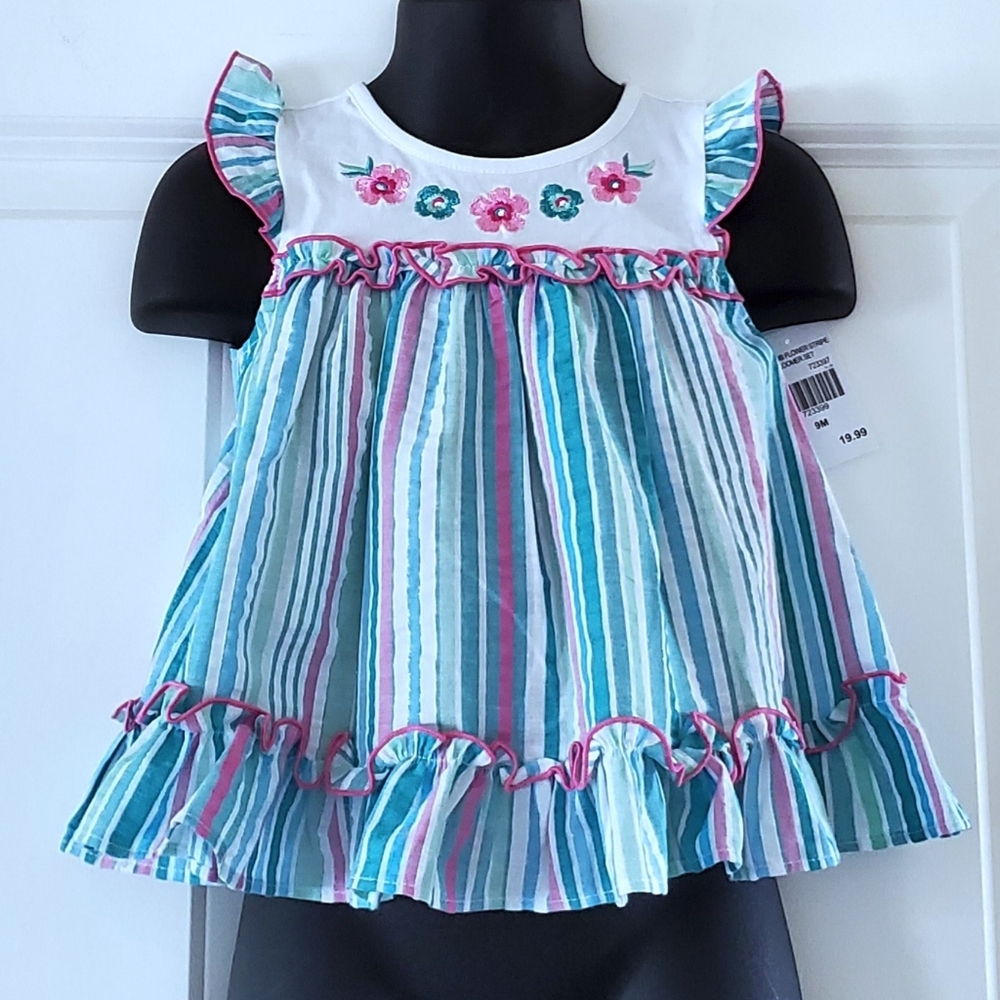 Baby Girl's Ruffle Sleeve Spring Dress With Matching Bloomers